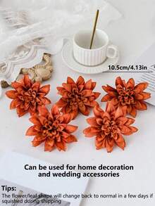 5/15/25pcs Artificial Flowers, Dahlia, Chrysanthemum, Wedding Decoration, Faux Plants, Room Decor, Autumn Decoration, Garden Autumn Decor, Centerpiece, DIY Candy Box, Party Favors, Ornaments, Bridal Wrist Corsage, Bouquet Box, Home Decor Accessories, Valentine's Day, Mother's Day Gift, Flower Box Materials, New Year Decoration - Burnt Orange - View 2