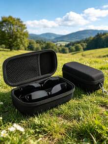 2pcs/1pc Double Layer Hard Shell Travel Fashion Glasses Storage Box With Adjustable Slot And Clip, Unisex - Multicolor - View 3