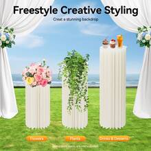Cardboard Flower Stand 3 Pcs Set, 60cm 80cm 100cm Tall Wedding Decoration with 44 PVC Boards, Floral Backdrop Stand for Party, Home, Garden Decor - Milchig Weiß - Übersicht 6