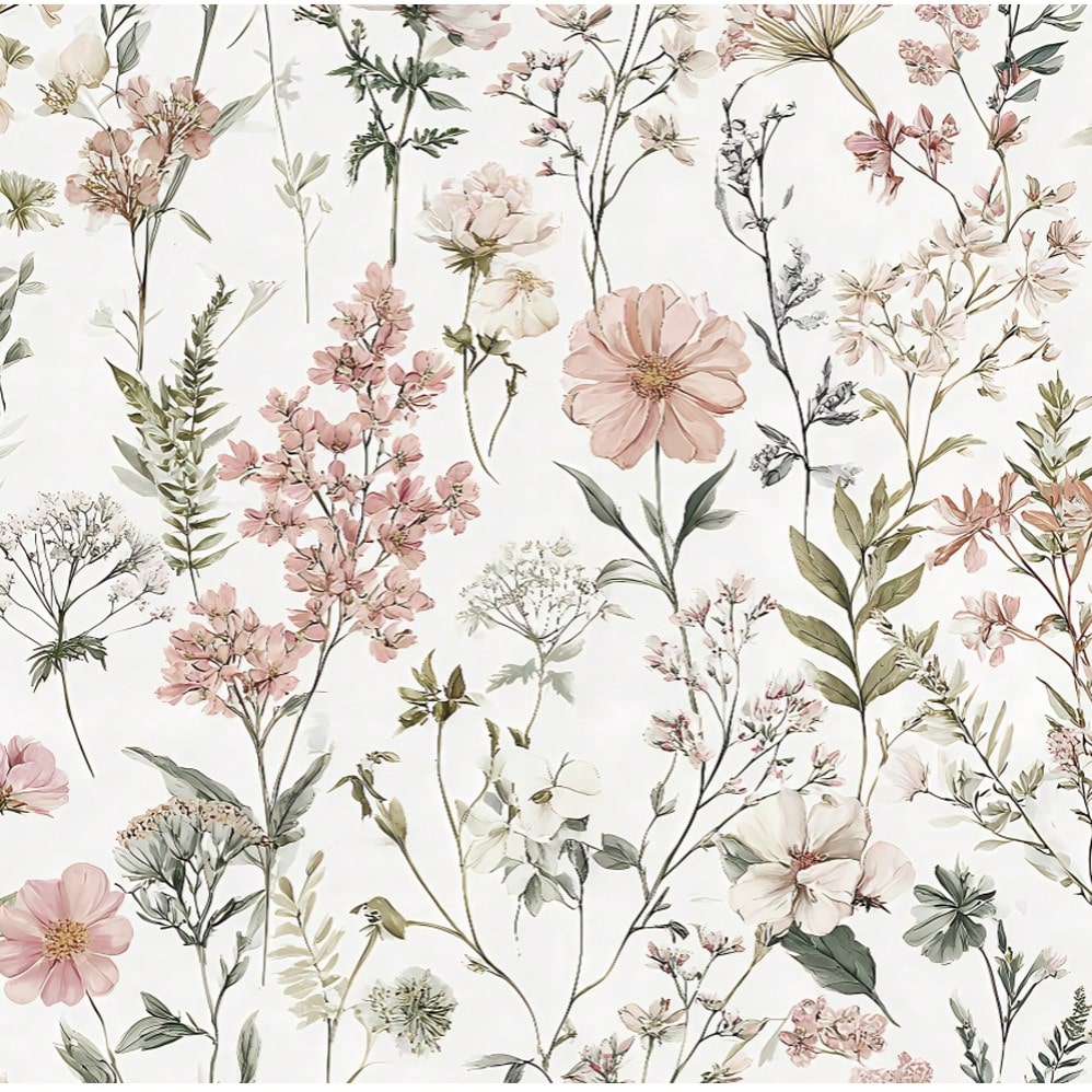 1 Roll Fashionable Cute Floral Plant Wallpaper, Exquisite Indoor Decorative Film, Suitable For Cabinet, Room Wall Decoration, Multiple Room Wall Decoration Wallpaper, Easy To Install, Handmade Craft Wallpaper