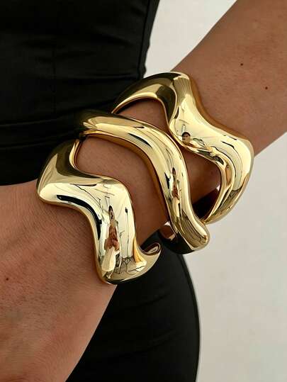 3pcs/1pc Vintage Elegant Casual Style Women's Gold CCB Open Bangle Bracelet Suitable For Daily Wear, Parties, Vacations And Gifts