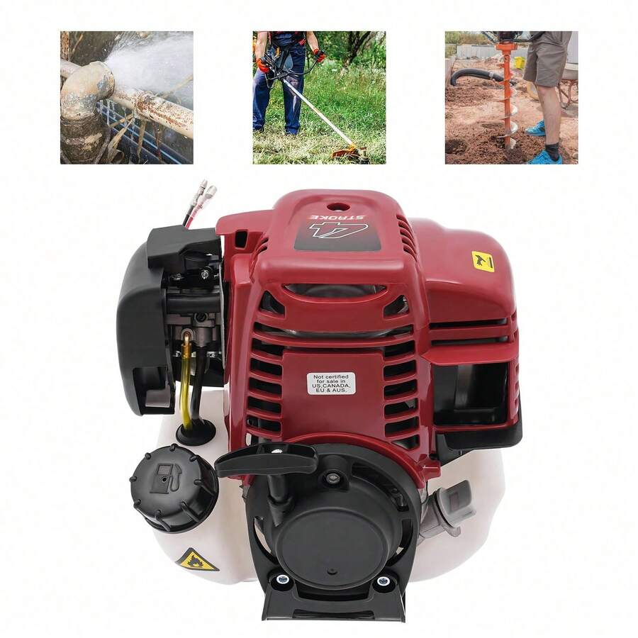 SENDERPICK 4-Stroke Engine Pull Start Gasoline Engine Single Cylinder 4-Stroke Engine - Red and Black - View 1
