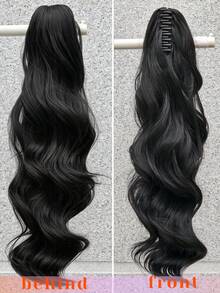 Long Wavy Brown Ponytail Synthetic Hair Extensions, Heat-Resistant Synthetic Fiber Wig, Suitable For Women's Party And Daily Use - Multicolor - View 3