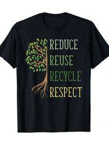 Earth Day T-Shirt Reduce Reuse Recycle  - 180g - 黑色 - 查看 12