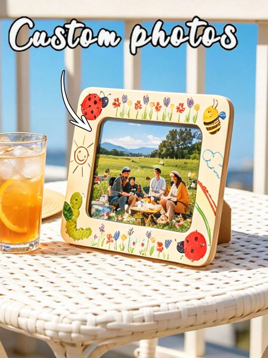 Personalized Photo Wooden Frame, Desktop Photo Frame, Customizable Photo, Suitable For Desktop Display, DIY Projects And Handmade Crafts, Various Holiday Gifts, Applicable For Woodworking, Art Projects And Decorative Making, Suitable As Valentine's Day, Birthday, Anniversary Or Couple Gift, Also Can Be Given To Family Or As Mother's Day Gift, Perfect Gift Choice, Desktop Display, Ideal Gift Choice - Multicolor - View 1