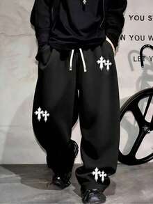 1pc Teen Boys Casual Straight Leg Loose Fit Sweatpants, Suitable For Home Relaxation And Outdoor Activities, All Season Style - Black - View 3