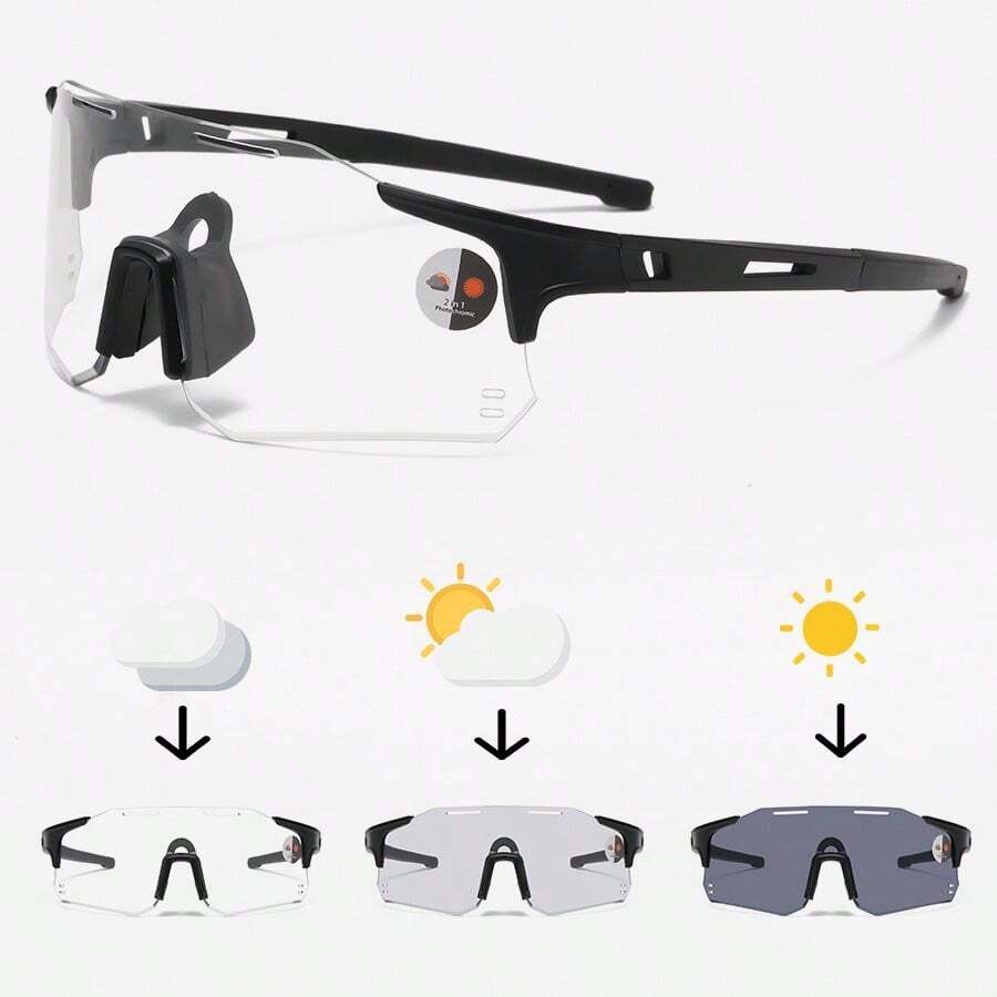 1 Pair Outdoor Sports Photochromic Glasses, Day And Night Use, Unisex Cycling Windproof And Dustproof - Multicolor - View 1
