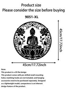 1件 2D平面佛陀蓮花曼陀羅金屬牆飾 - 黑色剪影禪意靈性裝飾品。適合冥想室、居家與庭院裝飾、茶室及瑜伽工作室。送給親友與追求內心平靜者的舒心居家禮物。 - 蓮花佛 - 查看 12