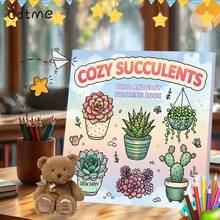 GDTME 1 Peça Livro de Colorir Suculentas Quentes, 24 Páginas em Papel Perolado Reforçado de 120g, Tamanho 7,87*7,87 Polegadas, Adequado para Iniciantes Pintarem, Aliviar o Estresse do Escritório, Interação Pais-Filhos, Ótimo Presente, Adequado para Festas e Eventos de Feriados, Aumentando a Criatividade, Belamente Projetado - DJ-008 - Visão 2