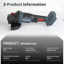 125mm 660W High Power 10000RPM Brushless Lithium Battery Angle Grinder Industrial Grade Polishing Machine Rust Removal/Tile Polishing/Home Decor Multi-Function Rechargeable Polishing Tool (Bare Tool - Battery Not Included) - Dusty Blue - View 4