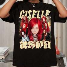 aeesspa- Camiseta con estampado gráfico Armageddon, Camiseta de manga corta con estampado artístico, Camiseta blanca, Camiseta de moda retro estilo K-pop para fans - Negro - Ver 1