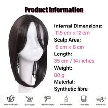 Middle Part Straight Hair Topper With Side Bangs, Synthetic Fiber Wig Piece, Effectively Covers Thinning Crown And Adds Volume - Multicolor - View 7