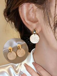 1 Pair Gold Gradient Geometric Bead Stud Earrings For Women, Niche Minimalist Luxury High-End Elegant Versatile Ear Jewelry - Gold - View 6
