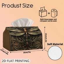 1pc Elegant Dragonfly Tissue Box Holder With Exquisite Craft Print - Decorative Tissue Box, Suitable For Entryway, Kitchen, Vanity - Christmas, Birthday, Housewarming Gift - Tissue Box - Multicolor - View 4