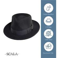 SCALA Classico Men's Wool Felt Fedora with Grosgrain Hat, Olive, M - como en la imagen - Ver 3