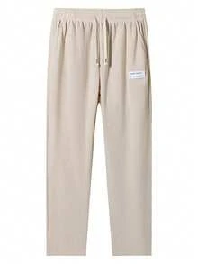Women's Elastic Waist Corduroy Loose Straight Leg Casual Everyday Wear Sports - Khaki - View 2
