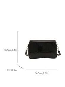 1pc Minimalist Retro Square Flap Bag, With Adjustable Shoulder Strap And Lightweight Shoulder Crossbody Bag, Solid Color Design. Perfect For Women's Daily Casual And Student Use - Black - View 7