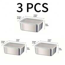 6 PC Flavor Box 316 Stainless Steel Fresh Food Storage Container, Leakproof & Reusable Stainless Steel Food Storage Container, Lunch With Lid Stackable & Durable Meat, Fruit & Vegetable Sealed Box, Kitchen Organization & Storage, Kitchen Accessories - Silver - View 8