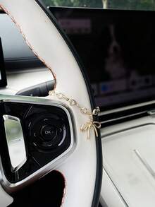 Creative Alloy Butterfly Car Decorative Pendant, Car Hanging Ornament, Car Steering Wheel Pendant, Car Interior Accessory, Meaningful Holiday Gift. - Bow - View 1