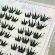 MIXIAOHE 60 Clusters 8-15mm Doll Cat Lash Clusters, Slanted Manga Style With Dense Natural Strands, Delicate Girl Group Aesthetic, Photogenic Segmented Lashes For Daily And Party Eye Makeup - View 7