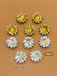 10pcs Silver Yellow Flower Hair Clips Pastoral Style Hair Accessories - Multicolor - View 7