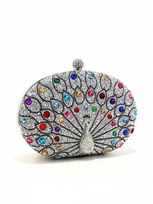 Acrylic Rhinestone Evening Handbag For Wedding, Popular Chain Shoulder Bag Adorned With Rhinestones - Multicolor - View 3