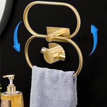 1pc Stainless Steel Towel Rack, Towel Ring, Foldable Up To 180 Degrees, Wall-Mounted Installation Without Traces, Strong Adhesive Backing, Suitable For Towel Storage, Bath Towel Storage, Bathroom Organization, Bathroom Accessories, Towel Rack - Great Gift - Multicolor - View 8