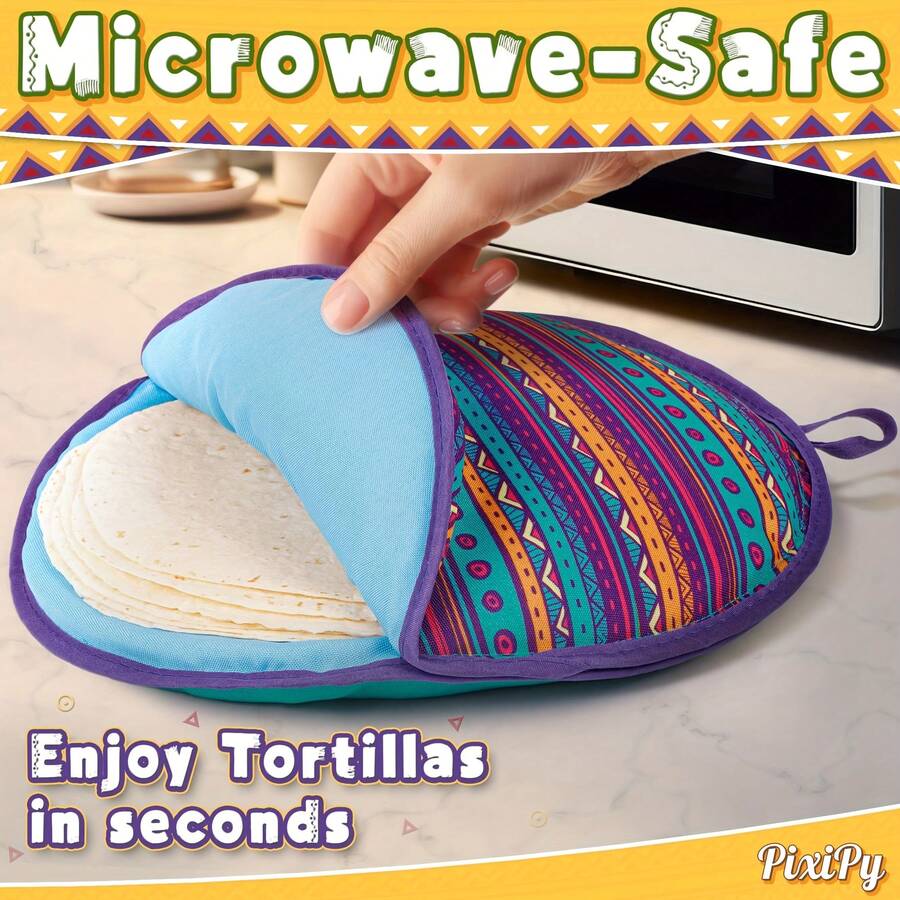 Tortilla Warmer Pouch (12 Inch), Microwavable Fabric Tortilla Heater Pouch To Keep Tortillas Soft & Warm, Insulated Heat Keeper For Flour & Corn Shells, Ideal For Tacos - Purple - View 1