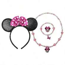Minnie Mouse [組合省錢] 迪士尼米妮頭帶項鍊手鍊禮盒組 & 3件組串珠手鍊項鍊套裝組合 – 耐用兒童材質、易於佩戴、服裝配件、兒童珠寶、適合兒童的完美禮物、米妮粉絲禮物、生日派對與度假贈品 - 彩色 - 查看 3