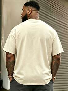 Plus Size Men's National Park Bear Graphic Round Neck Casual Retro T-Shirt - Apricot - View 2