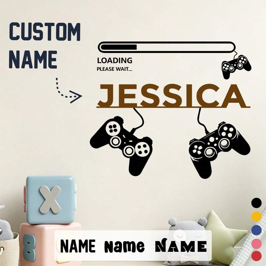 Custom Moon Girl Cartoon Wall Stickers, Personalized Text Wall Stickers, Customized Name Self-Adhesive Paintings, Customizable Birthday Gift - Style C - View 1