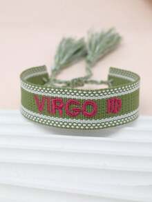 1pc Fashionable Zodiac Handmade Woven Tassel Bracelet With Embroidered Letter For Men And Women - Multicolor - View 17