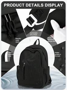 School Backpack Multi-Pocket Fashion Casual Daily Use Bag Minimalist Student Bookbag Laptop Bag Large Backpack Suitable For School Lightweight Backpack Suitable For Travel And Commuting Lightweight Backpack Suitable For School Summer Bag College Student Backpack Suitable For Back To School Weekend Overnight Bag Sailing Backpack Large Capacity Multi-Functional Outdoor Portable Fashion Casual Vacation Backpack Suitable For Camping, Vacation Essential Items Women's Men's Backpack Gift - Multicolor - View 8
