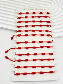 1pc Fashion Adjustable Lucky Red String Bracelet & Anklet Women's Gift - Multicolor - View 2