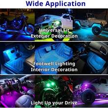 RGB LED Stroboskoplicht mit Fernbedienung kabellos, 8 Farben benutzerdefinierte Beleuchtung wiederaufladbare Fußraumleuchten, Außen- und Innenraum Dekorationszubehör Auto-Gadgets essentielles Produkt Kollisionsschutz Notfall-Blinkwarnung für SUV LKW Motorrad Fahrrad Flugzeug - Mehrfarbig - Übersicht 9