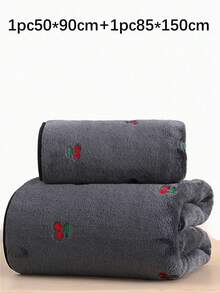 珊瑚絨刺繡櫻桃毛巾/浴巾，居家毛巾/浴巾，浴室浴巾或毛巾，情侶款居家手巾，浴室浴巾，柔軟親膚浴室毛巾，浴室用品，沙灘巾，適用於浴室、飯店、返校、居家必需品，毛巾，護膚 - 彩色 - 查看 11