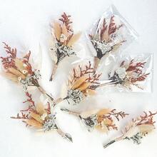 迷你人造花束波希米亞風婚禮裝飾男士胸花桌花心形裝飾蘆葦草生日蛋糕裝飾 - HS111-B - 查看 10