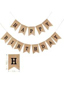 HAPPY BIRTHDAY Cream White Linen Double-Striped Swallowtail Bunting Banner, INS Minimalist Style Birthday Party Decoration, Suitable For Baby's First Birthday, Children's And Adult Birthday Parties, All-Scene Use, Outdoor Camping, Home, Store, Photo Backdrop, Faux Linen Triangular Flags - Happy Birthday (Dark Brown) - View 9