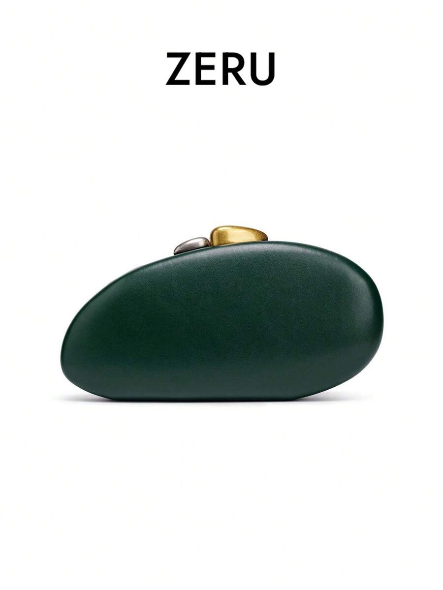 2025 Women's New Shoulder Diagonal Chain Acrylic Shell Shaped Clutch Bag, Fashion Wedding Party Evening Handbag - Dark Green - View 1