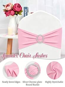 10Pcs Banquet Chair Sashes With Silver Rhinestone Buckle, Stretch Chair Bands For Wedding, Banquet, Party, Baby Shower, Birthday Decoration, Soft & Reusable Chair Cover Sashes - Multicolor - View 3