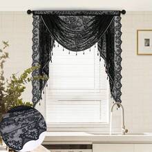 Living Room Sheer Curtains, Black Lace Valance With Beaded Tassel Floral Embroidery, Semi-Transparent Rod Pocket Sheer/Drape, Suitable For Halloween, Party, Daily Home Decor, 59 Inches Wide, 1 Piece - Multicolor - View 10