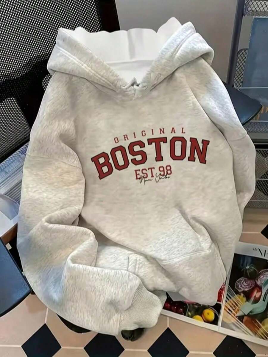 High-Quality Men's Hoodie In Spring And Autumn Style With Printed Letter Pattern. - Grey - View 1