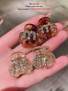 4pcs Mini Hair Claw Clips, Embedded With Rhinestone, Practical And Beautiful, Delicate All-Match Hair Accessories, Aesthetic - Multicolor - View 4
