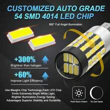 2Pcs High Power T10 194 920 912 921 168 LED Canbus Extreme Bright 54 SMD 4014 Chip Bulbs Car Parking Backup Reverse Wide Lights - A - View 2