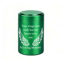 Small Human Cremation Urn, Aluminum Alloy Mini Cremation Urn, Wing-Shaped Small Cremation Urn, Memorial Keepsake Urn - Your Wings Are Ready, But Our Hearts Are Not - Multicolor - View 11