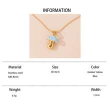 1 pieza Collar con colgante de hongo colorido y lindo de acero inoxidable color dorado, de moda para mujer, adecuado para usar o como regalo - Amarillo Oro - Ver 11
