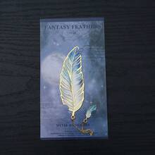 復古羽毛鍍金金屬書籤套組：1件，附金屬鏈條吊墜 - 書迷與讀者的完美選擇 - C - 查看 6