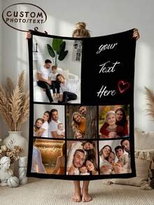 1pc Customized Name Blanket, Personalized Christmas Gift Blanket, Personalized Christmas Bedding Blanket, Suitable For Bedroom/Sofa/Indoor/Outdoor, Friend Gift, Christmas Gift, Family Gift, Birthday Gift, Gift For Her, Gift For Girlfriend, Gift For Mom/Dad - Style 4 - View 1