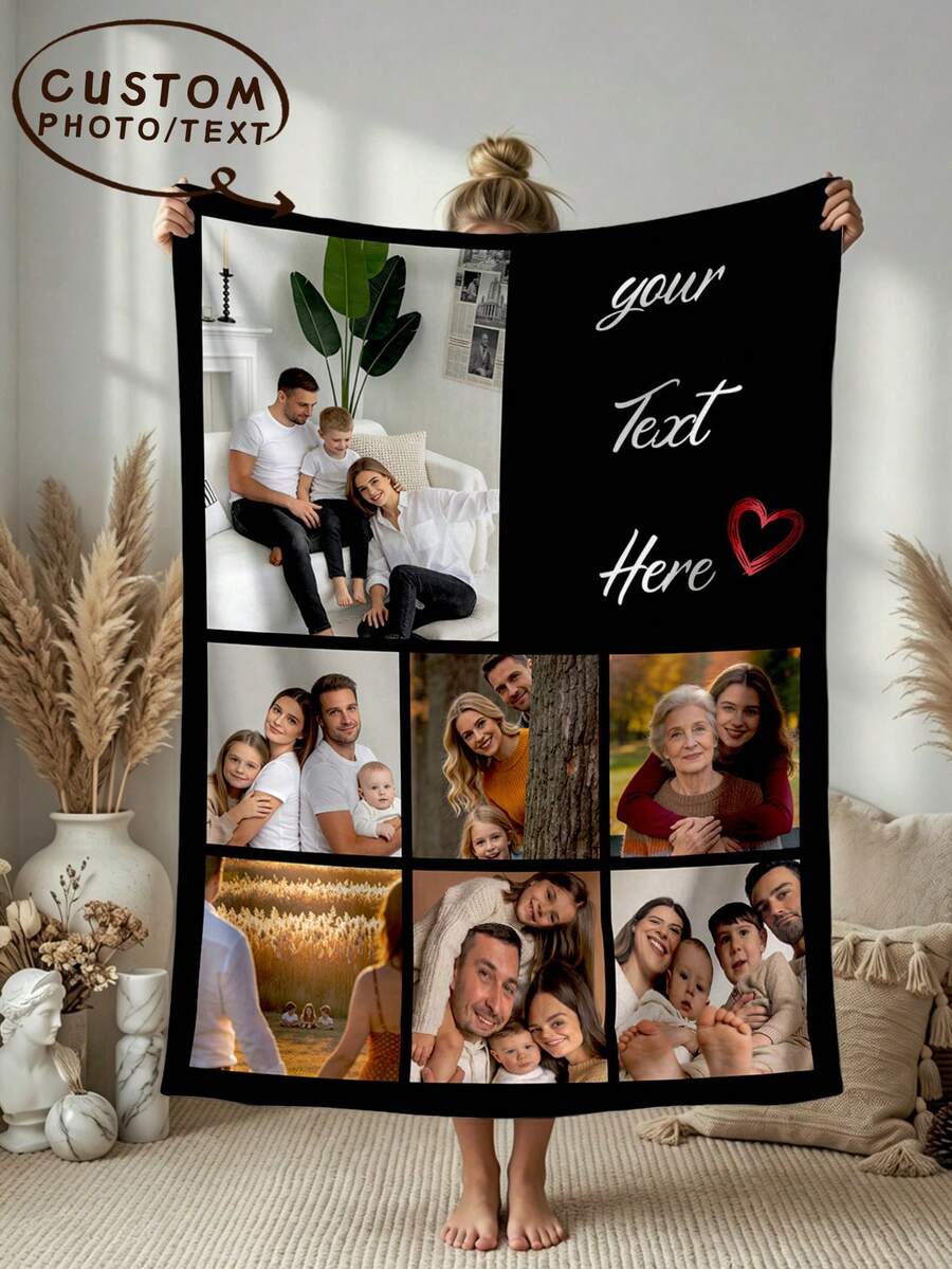 1pc Customized Name Blanket, Personalized Christmas Gift Blanket, Personalized Christmas Bedding Blanket, Suitable For Bedroom/Sofa/Indoor/Outdoor, Friend Gift, Christmas Gift, Family Gift, Birthday Gift, Gift For Her, Gift For Girlfriend, Gift For Mom/Dad - Style 4 - View 1