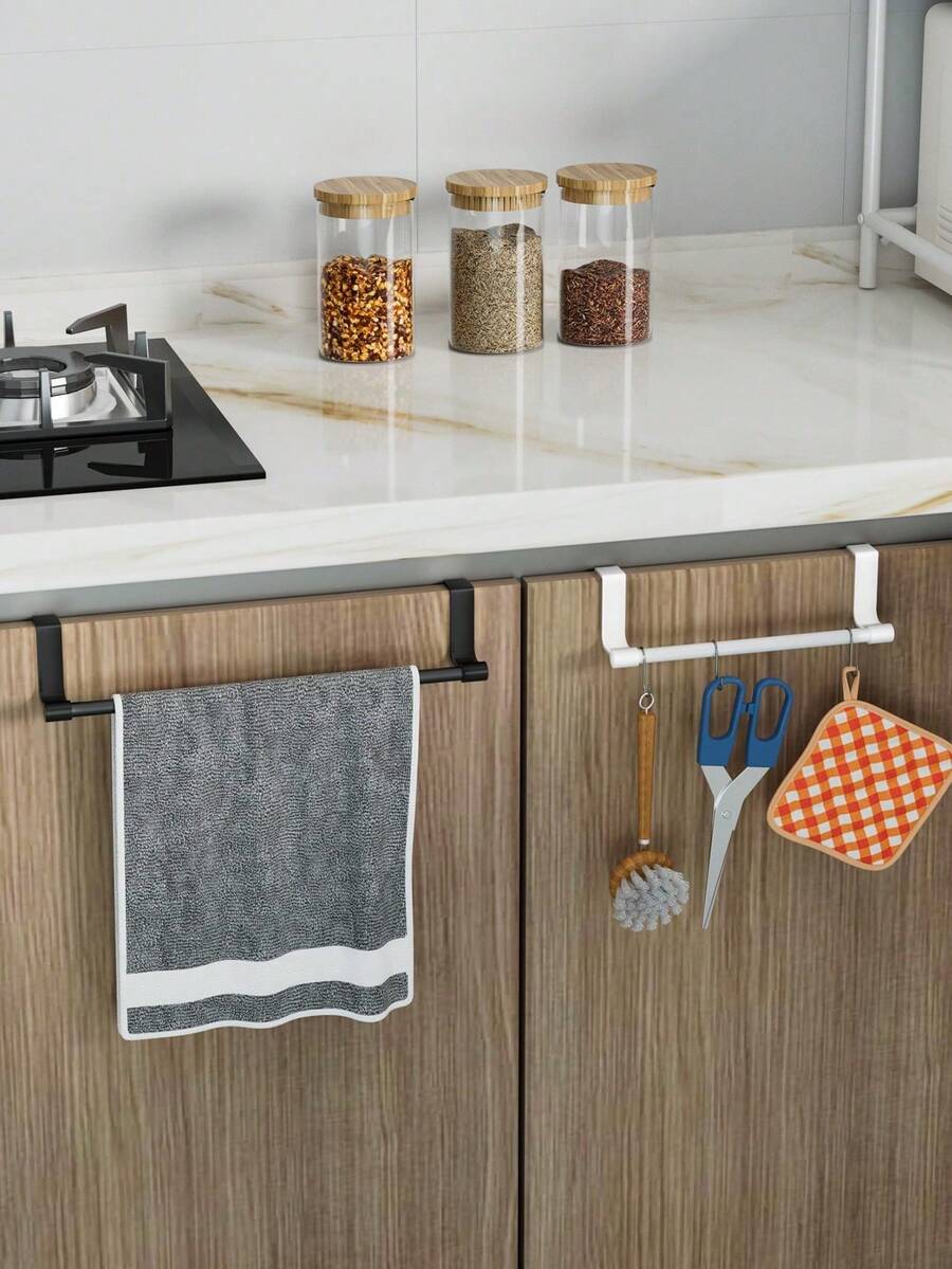 1pc Storage Hanging Pad, Suitable For Cabinet Doors - Space-Saving Hook Design, Easy Installation On Doors Without Drilling. Suitable For Kitchen, Bathroom And Storage Cabinets. Can Be Used To Hang Towels And Other Items.